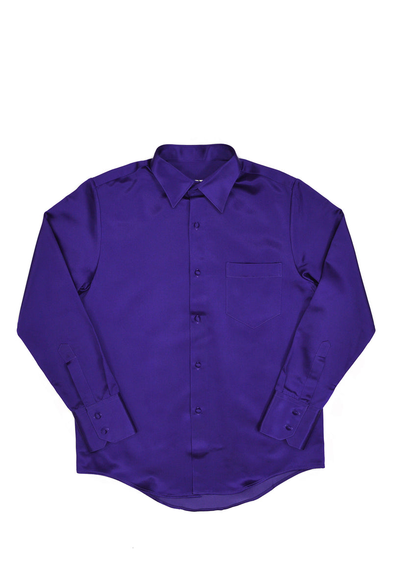 Ernest W. Baker Covered Button Shirt, Purple Satin – SOOP SOOP