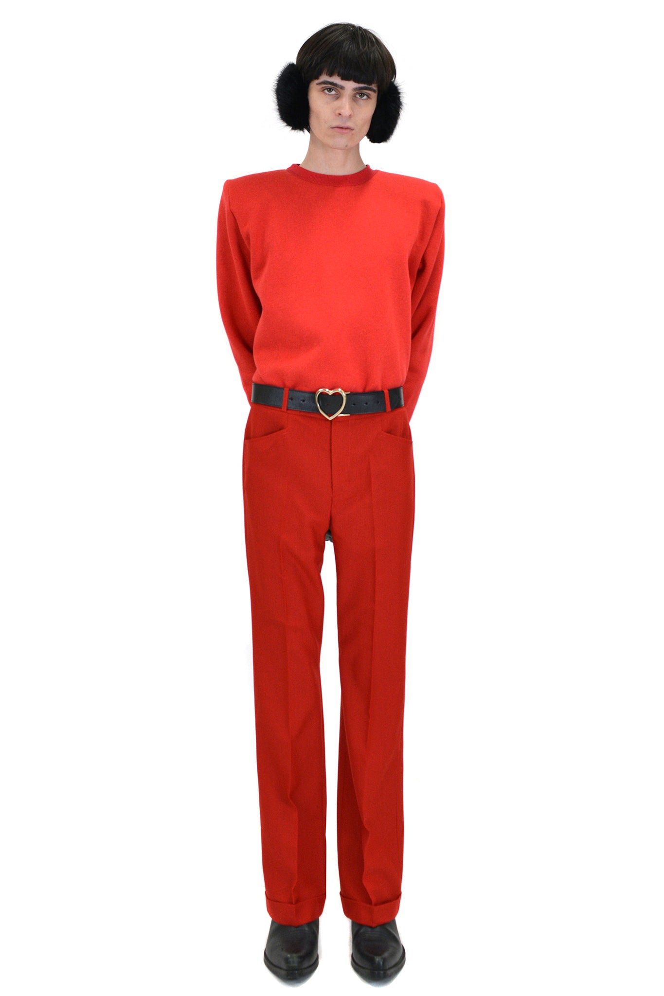 Ernest W. Baker Cuffed 70s Trousers, Red