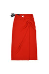 Puppets and Puppets Draped Midi Skirt, Red