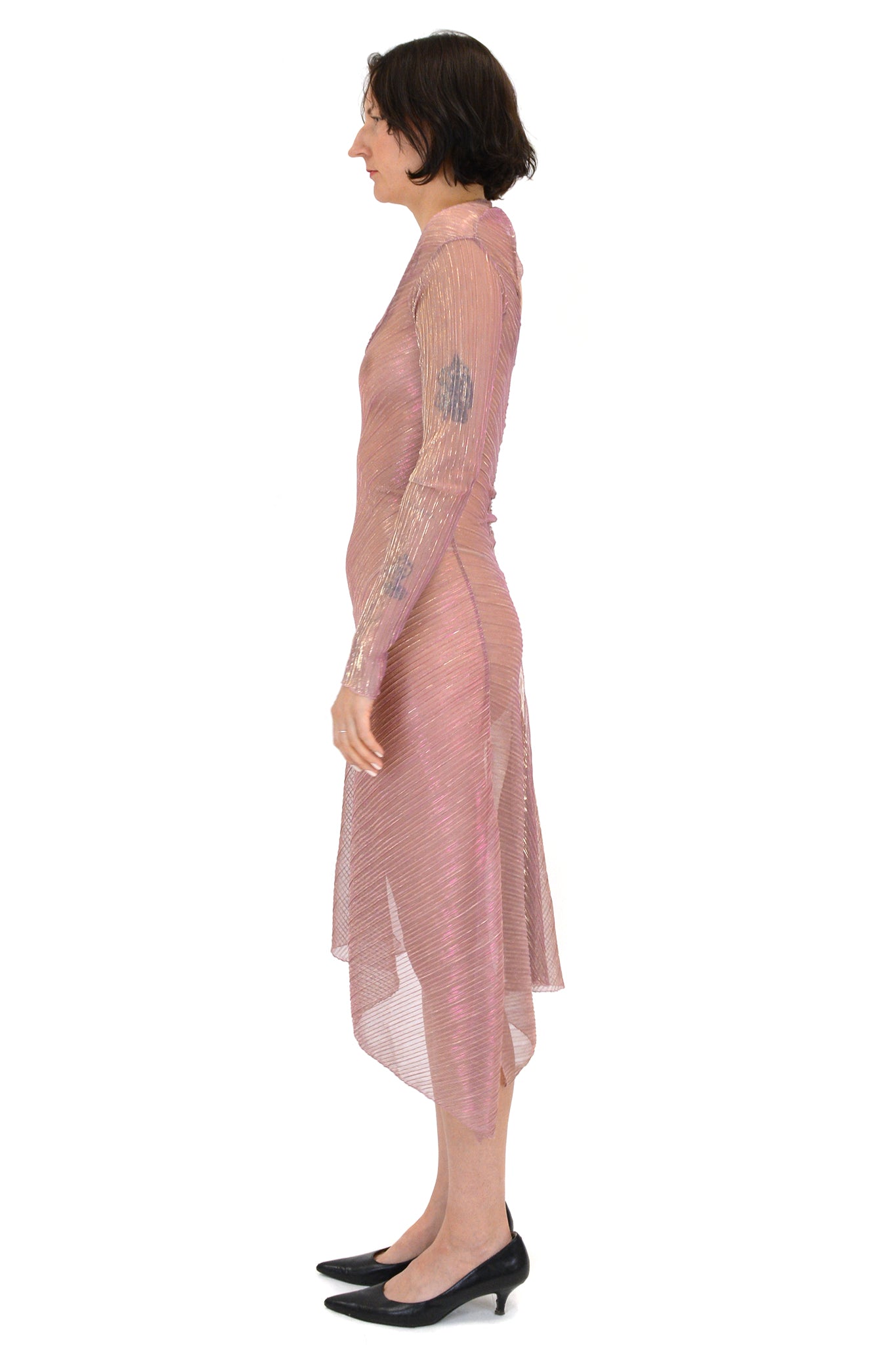 Gauntlett Cheng Asymmetric Dress, Sheer Pink
