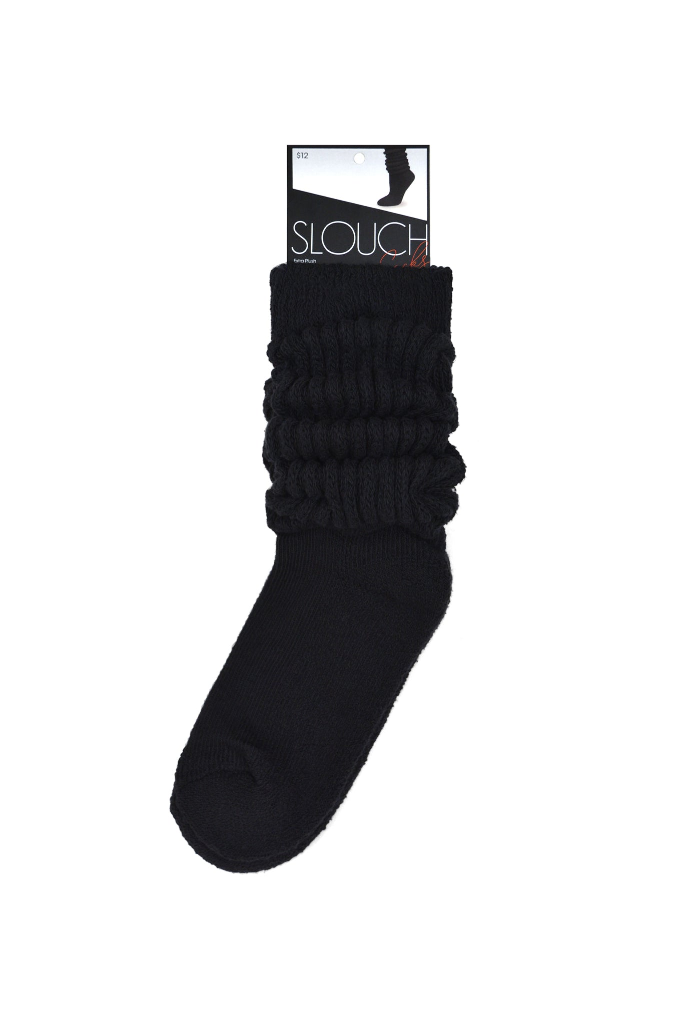 Plush Slouch Socks, Black