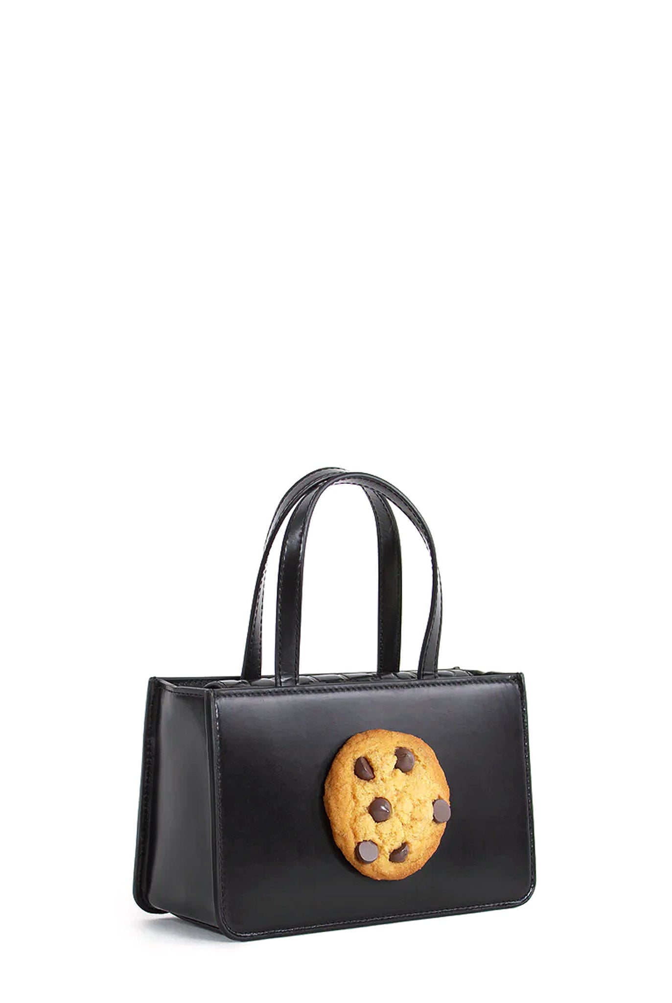 Puppets and Puppets Small Cookie Bag, Black Leather