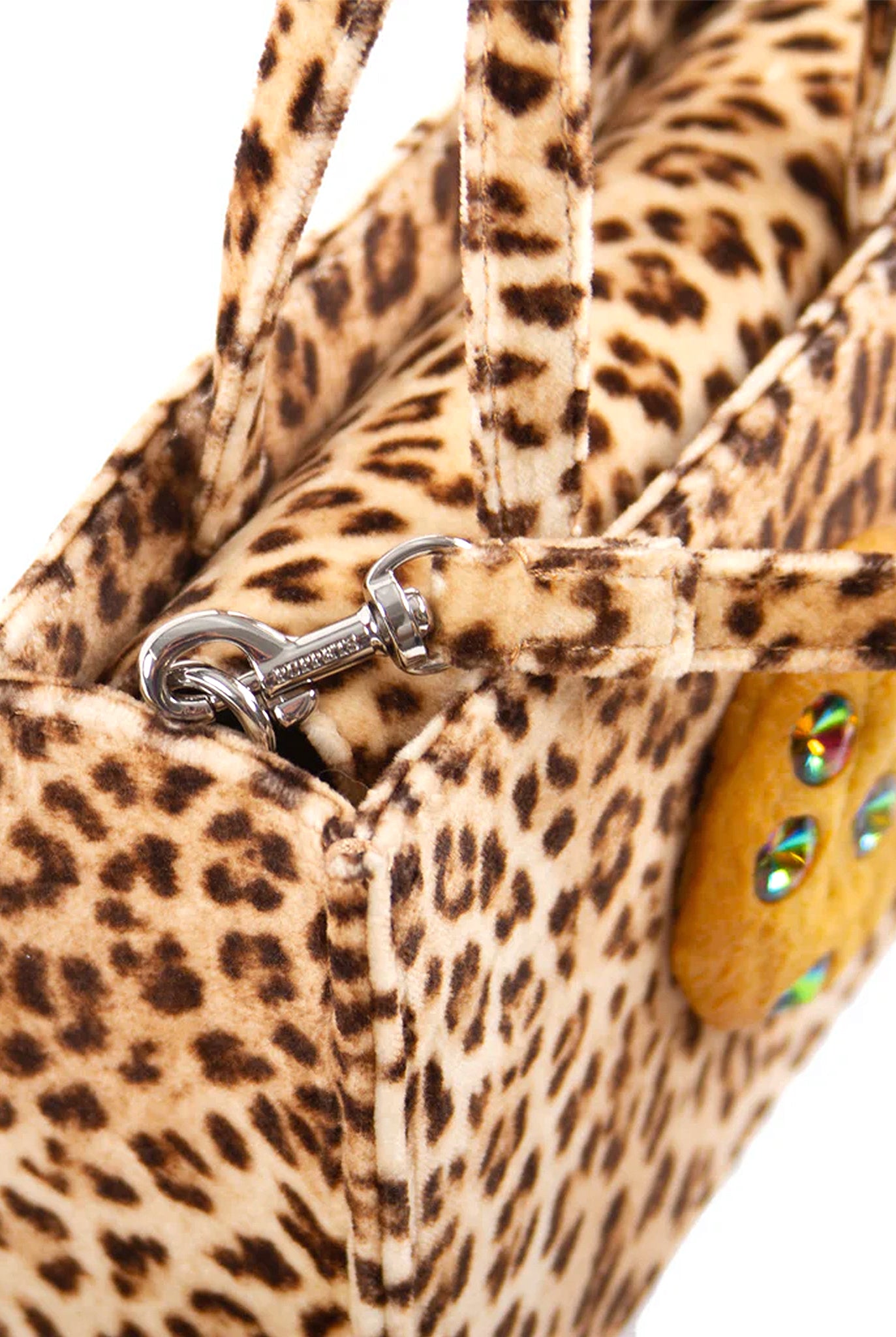 Puppets and Puppets Small Cookie Bag, Leopard Velvet