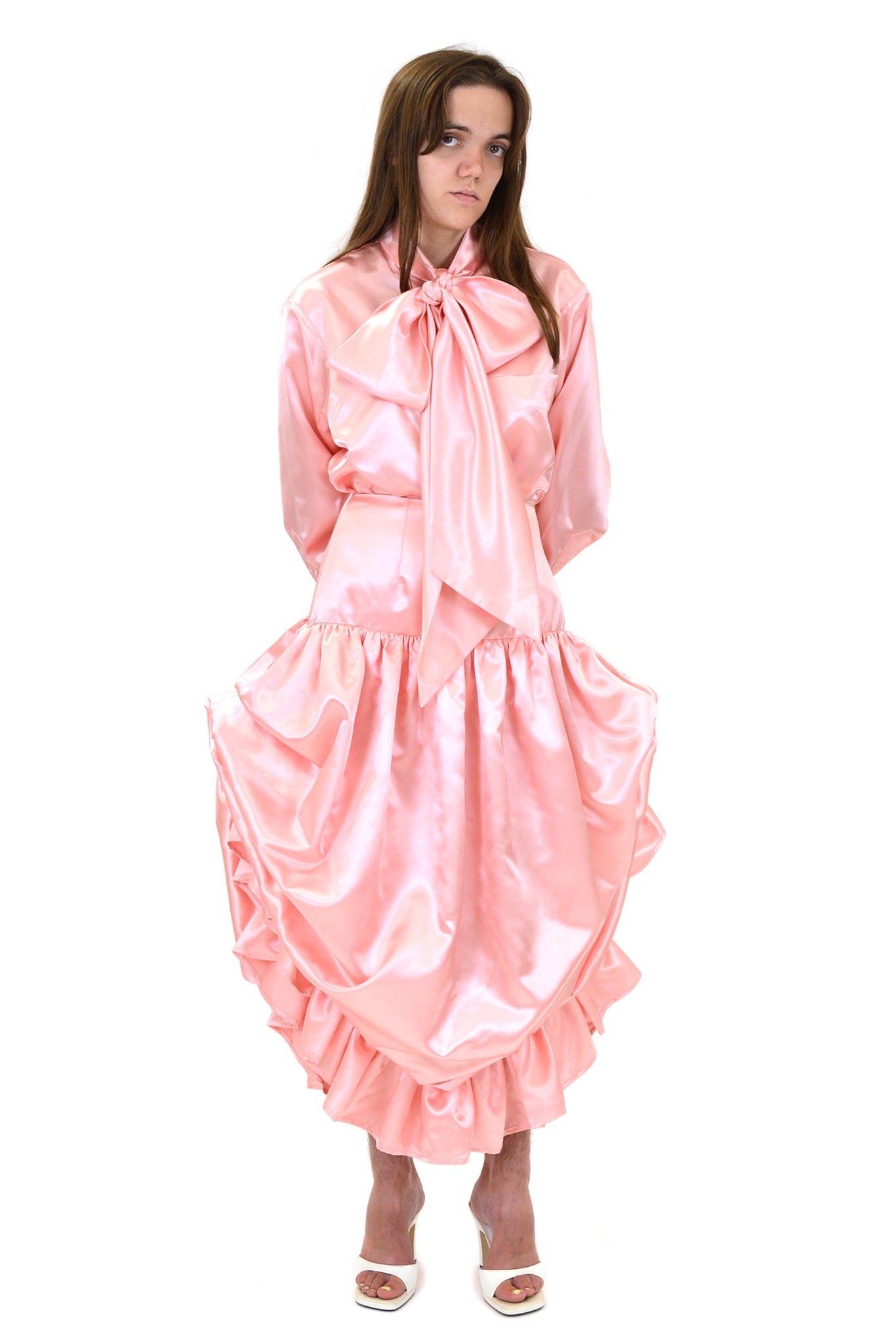 Vaquera Pink Satin Curtain Skirt